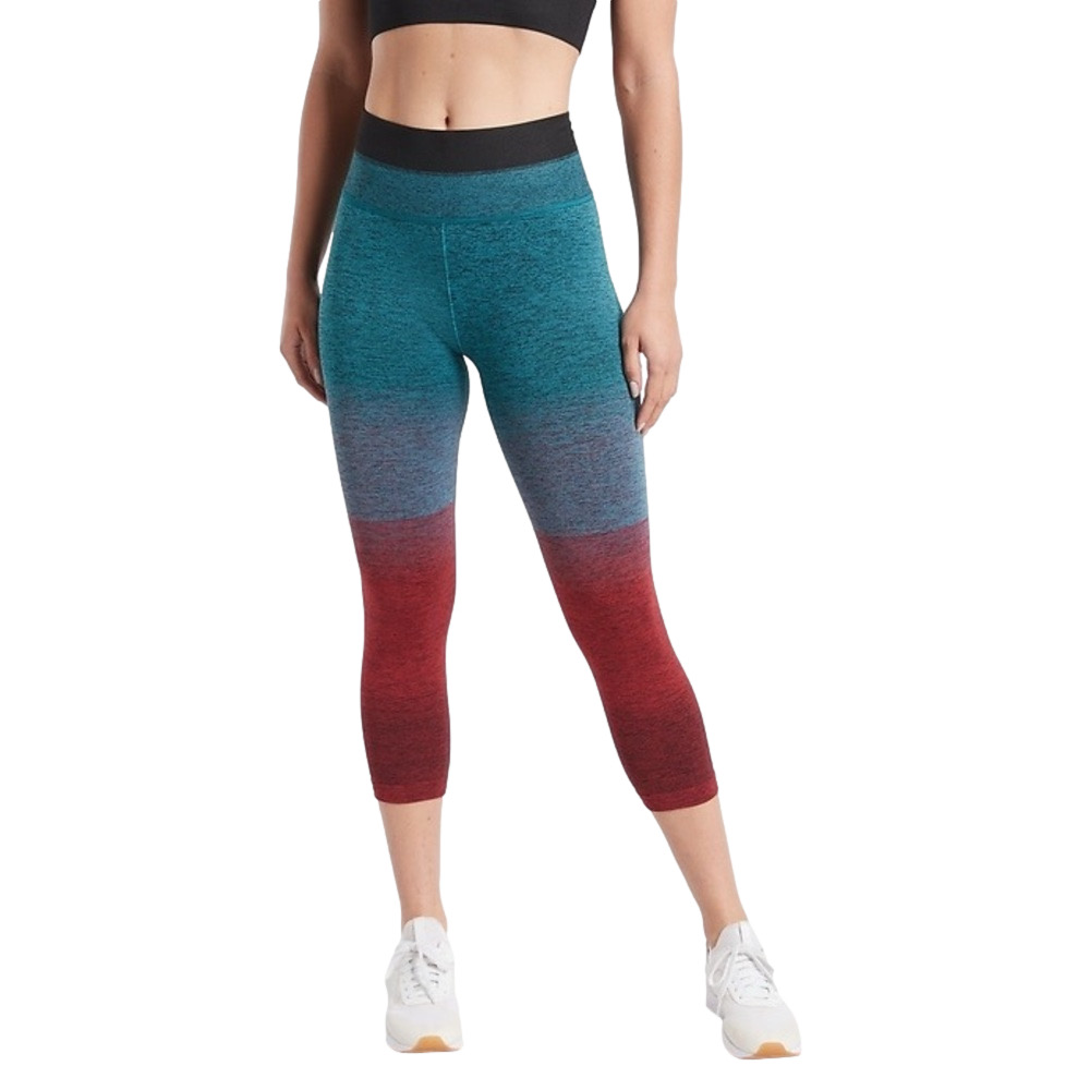 Athleta Size XS‎ Blue Red Ombre High Rise Relay Capri Workout Leggings